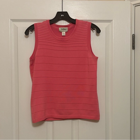 NEIMAN MARCUS Exclusive Silk Sleeveless Ribbed Tank in Pink - Picture 2 of 9